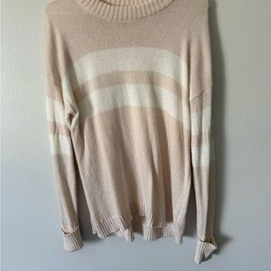 American Eagle Outfitters Cream and White Cowl Neck Sweater